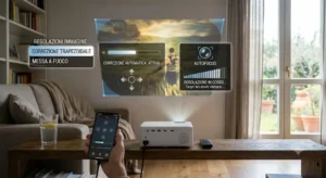 Regolazione della messa a fuoco e correzione trapezoidale automatica per videoproiettore sotto 300 euro