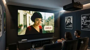 Toile de projection fixe optimisée pour le meilleur vidéoprojecteur home cinéma