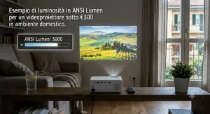 Esempio di luminosita in ANSI Lumen per un videoproiettore sotto 300 euro in ambiente domestico