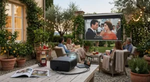 Serata cinema all'aperto in giardino con un videoproiettore sotto 500 euro