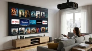 Interface d'applications de streaming sur un vidéoprojecteur home cinéma connecté
