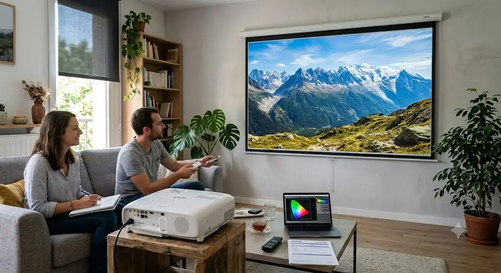 Avis sur le vidéoprojecteur epson avis lors d'un test de qualité d'image haute définition en salon
