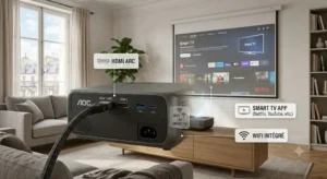Interface Smart TV intégrée et connectique HDMI d'un vidéoprojecteur à moins de 1000 euros.