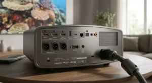 Pannello posteriore con ingressi HDMI e uscite audio di un videoproiettore premium 

